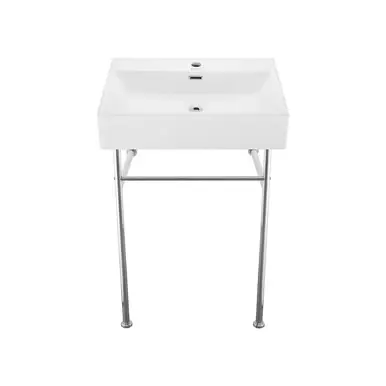 Affordable Swiss Madison SM-CS711 Claire 24" White Basin Console Sink with Chrome Legs