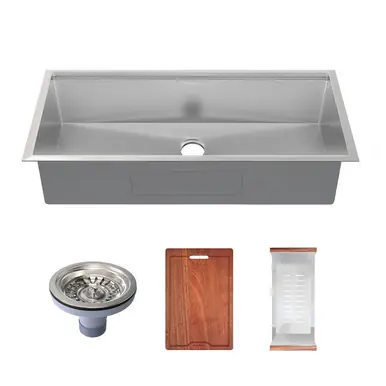 Swiss Madison SM-KU756 Rivage 45" x 19" Single Sink Undermount Kitchen Workstation Sink Viral