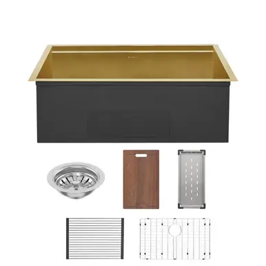 Flash Sale Swiss Madison SM-KU800G Tourner 30" x 19" Stainless Steel, Single Sink, Undermount Kitchen Workstation Sink - Gold