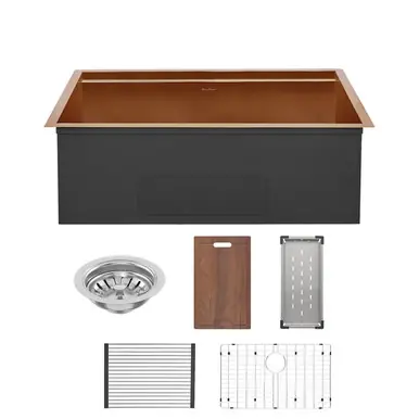 Swiss Madison SM-KU800RG Tourner 30" x 19" Stainless Steel, Single Sink, Undermount Kitchen Workstation Sink - Rose Gold Price Cut