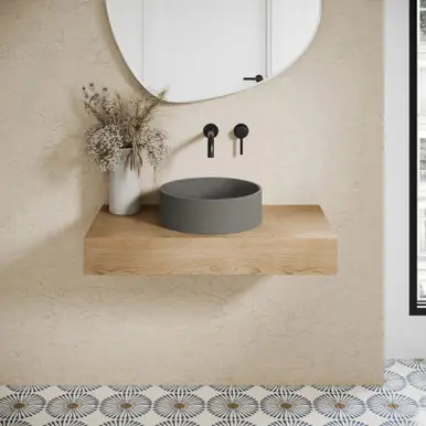 Genuine Swiss Madison SM-VSC110E Lisse 14.5" Round Concrete Vessel Bathroom Sink - Dark Grey