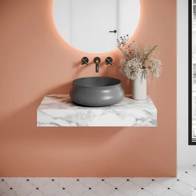 Holiday Sale Swiss Madison SM-VSC111E Lisse 17.5" Round Concrete Vessel Bathroom Sink - Dark Grey