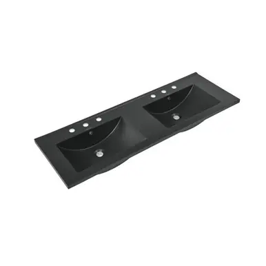 Swiss Madison SM-VT349-3MB 48" 3-Hole Widespread Double Sink Vanity Sink Top - Matte Black Premium