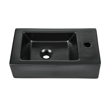 Swiss Madison SM-WS316MB Voltaire 19.5 x 10 Rectangular Ceramic Wall Hung Sink with Right Side Faucet Mount - Matte Black Must Have
