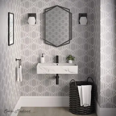 Swiss Madison SM-WS318W1 Claire 22" Rectangle Wall-Mount Bathroom Sink - White Marble Price Drop
