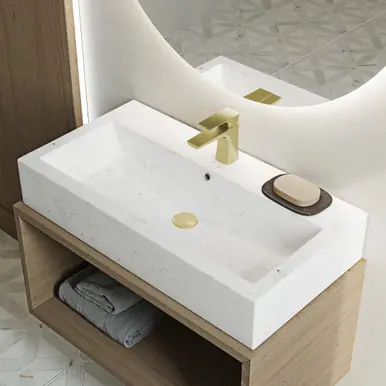 Trusted Brand Swiss Madison SM-VSM292W2 Voltaire Wide Rectangle Vessel Sink - Static Marble