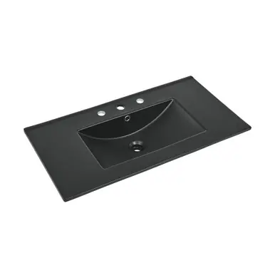 Swiss Madison SM-VT336-3MB 36" Ceramic Vanity Top with Three Faucet Holes - Matte Black Fresh Stock