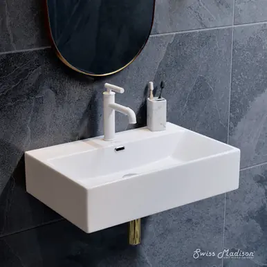 Authentic Swiss Madison SM-WS332 Claire 24" Rectangle Wall-Mount Bathroom Sink