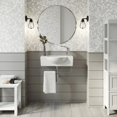 Fast Shipping Swiss Madison SM-WS336 Chateau 21.5" Right Side Faucet Wall-Mount Bathroom Sink with Chrome Towel Bar