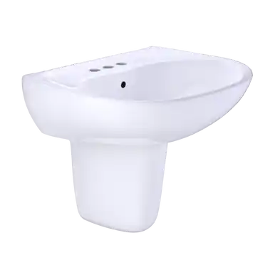 New Release TOTO® Supreme® Oval Wall-Mount Bathroom Sink with CEFIONTECT and Shroud for 4 Inch Center Faucets, Cotton White - LHT241.4G#01