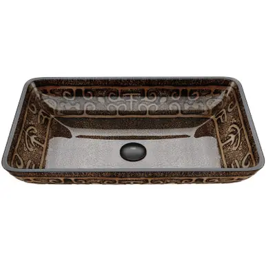 Limited Edition Vigo VG07045 Rectangular Golden Greek Glass Vessel Bathroom Sink - 22 1/4 inch