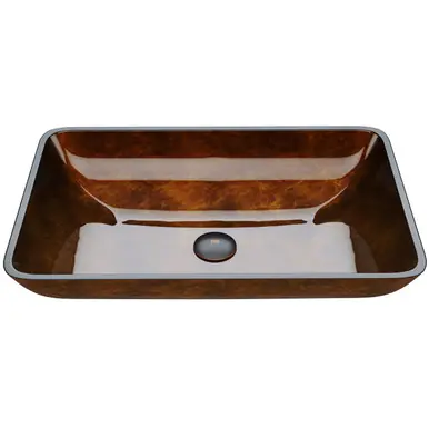 Exclusive Vigo VG07047 22 1/2" Rectangular Russet Glass Vessel Bathroom Sink