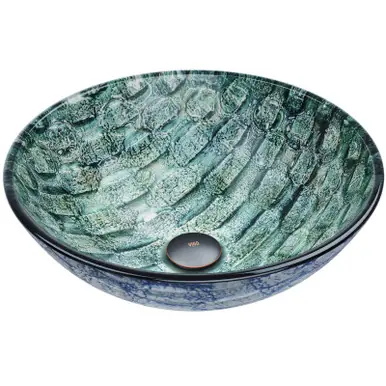 Holiday Sale Vigo VG07049 Oceania Glass Vessel Bathroom Sink - 16 1/2 inch