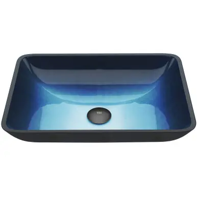 Vigo VG07068 Rectangular Turquoise Water Glass Vessel Bathroom Sink - 18 1/4 inch Budget