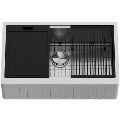 Warranty Included Vigo VGS3320SA 33-Inch Oxford Single Bowl Slotted Apron Front Stainless Steel Farmhouse Kitchen Sink With Accessories