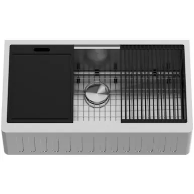 Free Shipping Vigo VGS3620SA 36-Inch Oxford Single Bowl Slotted Apron Front Stainless Steel Farmhouse Kitchen Sink With Accessories