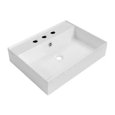 Whitehaus 24" Rectangular Wall Mount Sink with Widespread Faucet Drilling and Overflow - B-AG61-3H Authentic