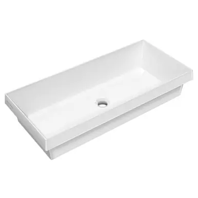 Holiday Sale Whitehaus 32" Rectangular Semi-Recessed Sink with Center Drain Location - B-AGS80