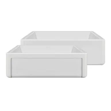 Hot Deal Whitehaus 33" Reversible Single Bowl Fireclay Kitchen Sink with Grid: Three Edge Frame, Plain Front Apron - White - WHRP3318-W