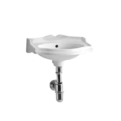 Get Yours Whitehaus AR035-C Isabella Rectangular Wall Mount Sink with Integrated Oval Bowl, Backsplash, Decorative Trim, Overflow and No Hole Faucet Drilling - White - 14 inch