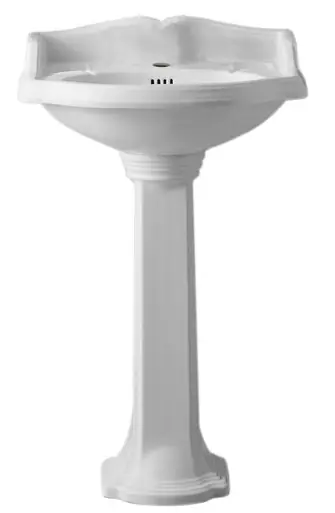 Bulk Order Whitehaus AR814-AR815-1H Isabella Traditional Pedestal with Integrated Oval Bowl, Single Hole Faucet Drilling - White - 23 inch