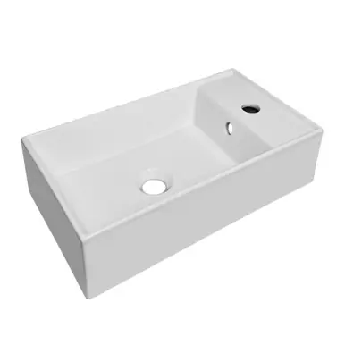 Whitehaus Britannia Rectangular Wall Mount Sink with Overflow and Right Single Hole Drill - White - B-AG50 Wholesale