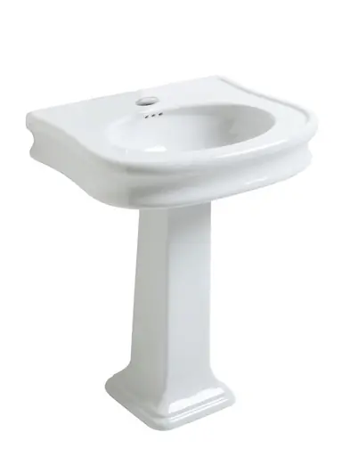 Direct From Factory Whitehaus LA10-LA03-1H Isabella Traditional Pedestal Sink with Integrated Oval Bowl, Seamless Rounded Decorative Trim - White - 27 inch