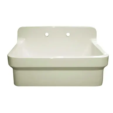 Whitehaus OFCH2230-BISCUIT Old Fashioned Country Fireclay Utility Sink with High Backsplash - Biscuit - 30 inch Viral
