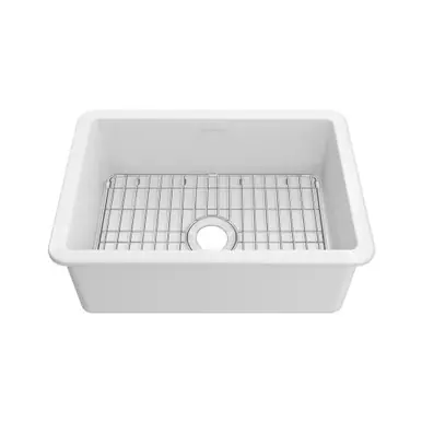 Whitehaus Undermount/Drop-in Fireclay Kitchen Sinks, Stainless Steel Grid Included - White - WHUF2819 No Minimum Order