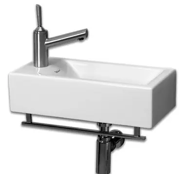Whitehaus WH1-114RTB 19 3/4" Isabella Wall Mount Sink With Chrome Towel Bar & Center Drain - White Instant Buy