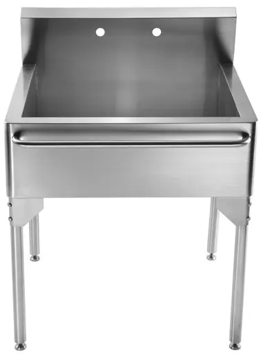 Certified Whitehaus WH302510-NP Pearlhaus Brushed Stainless Steel Single Bowl Commerical Freestanding Utility Sink with Towel Bar - 30 inch