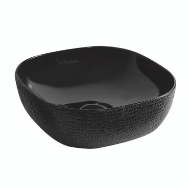 Markdown Whitehaus WH71301-F04 Isabella Plus Square Above Mount Sink, Embossed Exterior, Smooth Interior, Center Drain - Black - 16 inch