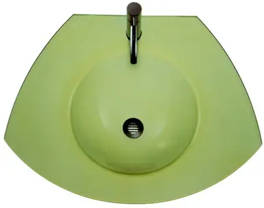 Instant Buy Whitehaus WHECOLOOM-YELLOW New Generation Ecoloom Trapezoidal Glass Counter Top with Integrated Round Sink - Yellow - 27 inch