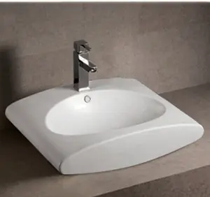 Exclusive Whitehaus WHKN1098 23 5/8" Isabella Wall Mount Bathroom Sink With Integrated Oval Bowl & Overflow & Single Faucet Hole & Rear Center Drain - White