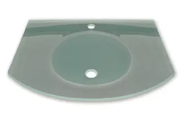 Reduced Price Whitehaus WHLOOM-C New Generation Arched 1/2" Matte Glass Counter Top with Integrated Round Sink - 28 inch