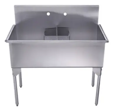 Whitehaus WHLSDB4020-NP Pearlhaus Brushed Stainless Steel Double Bowl Commerical Freestanding Utility Sink - 43 inch Free Delivery