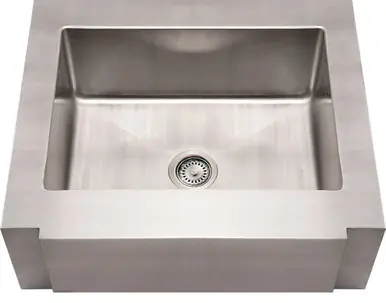 Whitehaus WHNCMAP3026 30" Noah's Collection Commercial Single Bowl Apron Kitchen Sink with Decorative Notched Front - Brushed Stainless Steel Fast Shipping