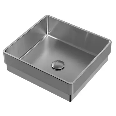 Whitehaus WHNPL1577-GM Noah Plus 10 Gauge Frame, Squared Semi-recessed Sink Set with Center Drain - Gunmetal - 15 inch Save Now