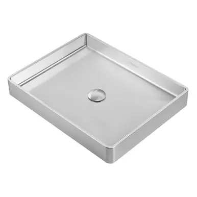 Warranty Included Whitehaus WHNPL1578-BSS Noah Plus 10 Gauge Frame, Rectangular Top Mount Sink Set with Center Drain - Brushed Stainless Steel - 20 1/2 x 16 inches
