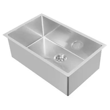 Original Whitehaus WHNPL2918-BSS Noah Plus 16 Gauge Single Bowl Linen Textured Undermount or Drop-in Sink - Brushed Stainless Steel - 19 inch