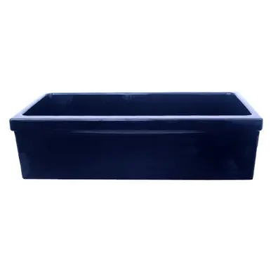 Whitehaus WHQ530-BLUE Farmhaus Fireclay Quatro Alcove Reversible Sink with Decorative 2 1/2 in. or 2 in. Lip - Sapphire Blue - 30 inch Worldwide Shipping