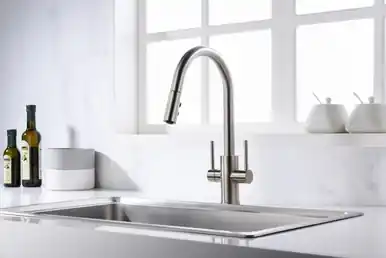 Oakland KSK1218-BN Two Handle Pull-Down Single Hole Kitchen Faucet - Brushed Nickel Place Order