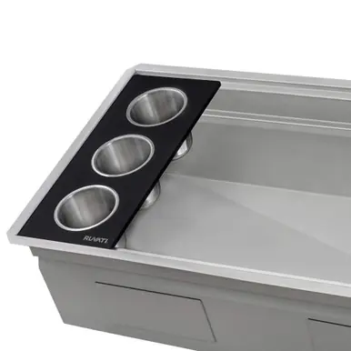 Discount Ruvati 3 Bowl Serving Board Black Composite Condiment Tray for Workstation Sinks (complete set) - RVA1377BWC