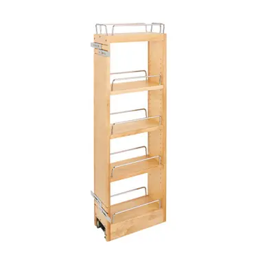 Rev-A-Shelf 448-BBSCWC36-5C 5 in x 36 in H Wood Pull Out Wall Organizer w/Soft Close - Natural Express Delivery