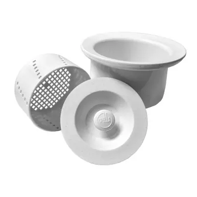 Affordable Opella 90077 Deep 3 1/2" Basket Strainer with Water Tight Lid - Frost White
