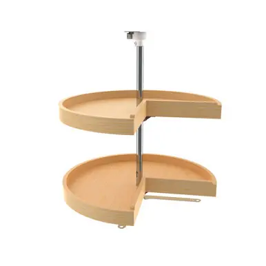 4WLS942-24P-52 24 in Wood Pie-Cut Lazy Susans 2-Shelf - Natural Exclusive
