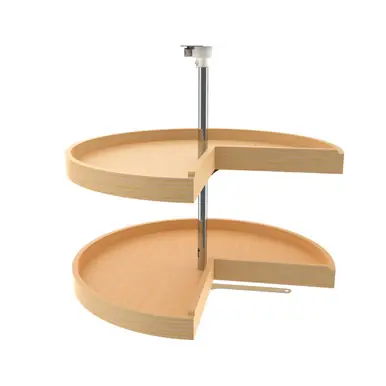 4WLS942-28P-52 28 in Wood Pie-Cut Lazy Susans 2-Shelf - Natural Express Delivery