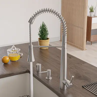 Alfi AB2039S Solid Stainless Steel Commercial Spring Kitchen Faucet with Pull Down Shower Spray Budget