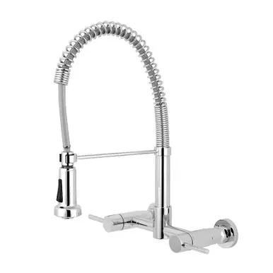 Hot Picks Kingston Brass Gourmetier GS8181DL Concord Two Handle Wall Mount Pull-Down Kitchen Faucet, Polished Chrome