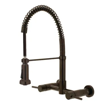 Kingston Brass Gourmetier GS8185DL Concord Two Handle Wall Mount Pull-Down Kitchen Faucet, Oil Rubbed Bronze Buy Direct